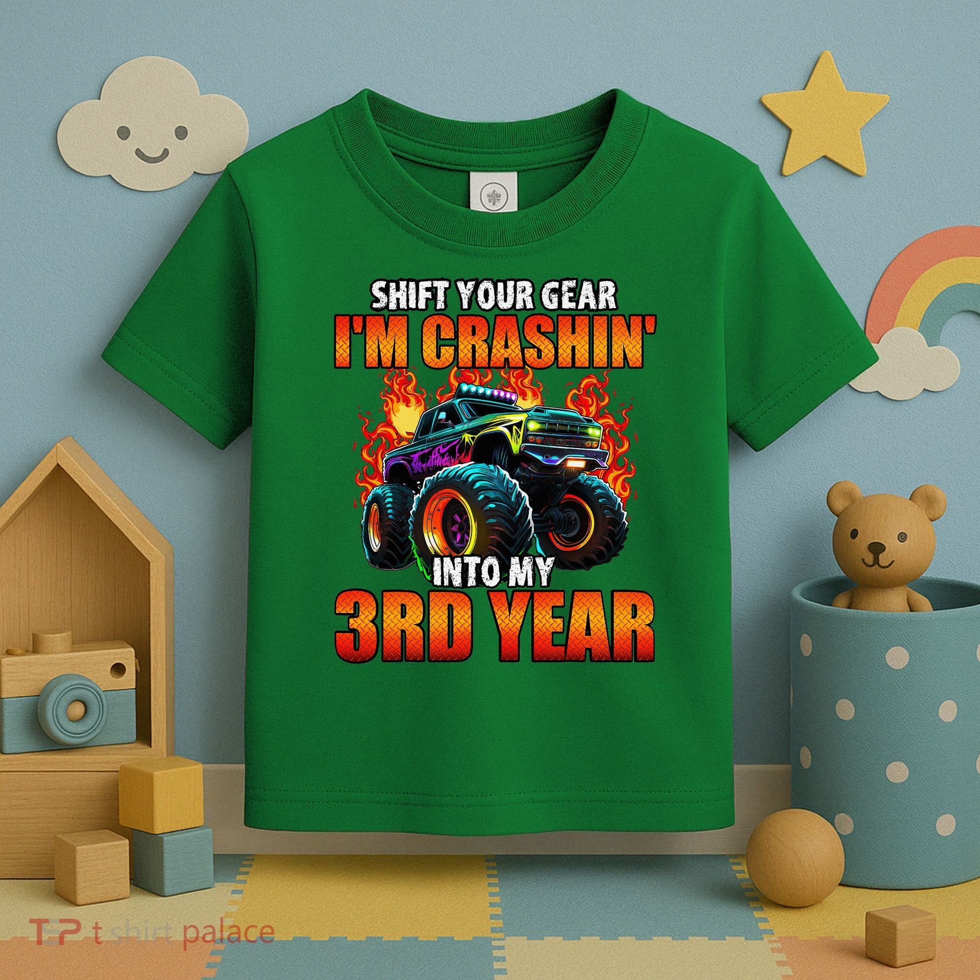 3rd Monster Truck Birthday Party Birthday Toddler T-Shirt