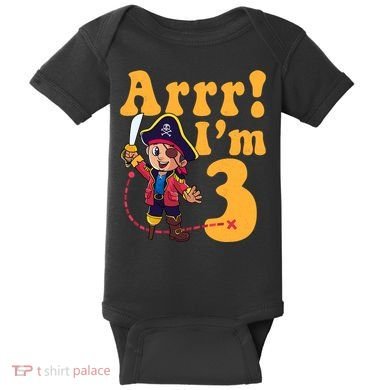 3rd Pirate Birthday Party Arrr IM 3 Three Years Old Baby Bodysuit