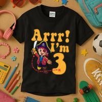 3rd Pirate Birthday Party Arrr IM 3 Three Years Old Kids T-Shirt thumb 3