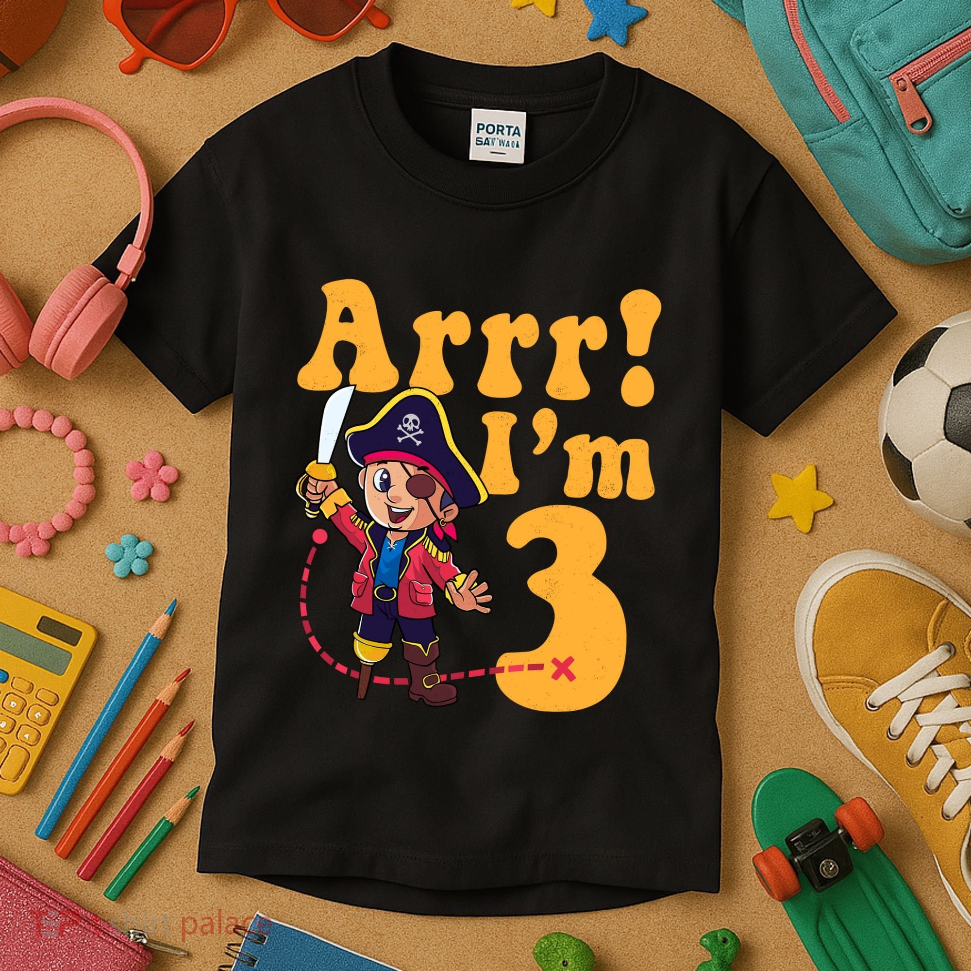 3rd Pirate Birthday Party Arrr IM 3 Three Years Old Kids T-Shirt
