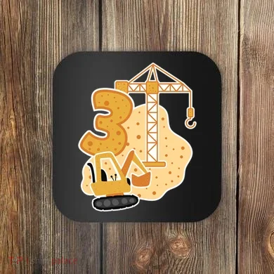 3rd Birthday Construction Coaster