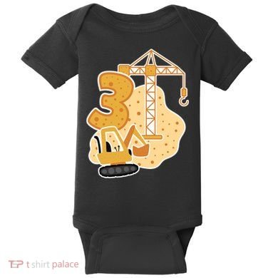 3rd Birthday Construction Baby Bodysuit