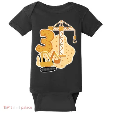 3rd Birthday Construction Baby Bodysuit