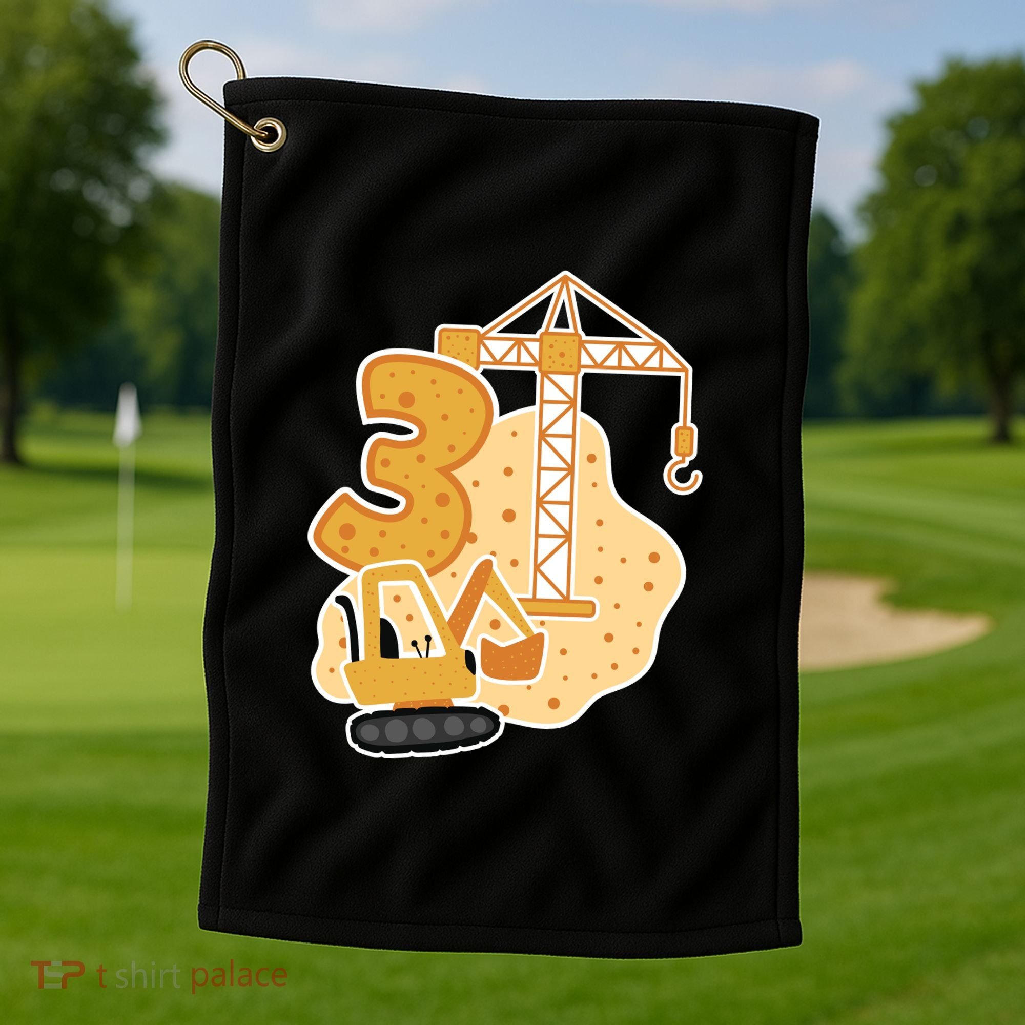 3rd Birthday Construction Golf Towel