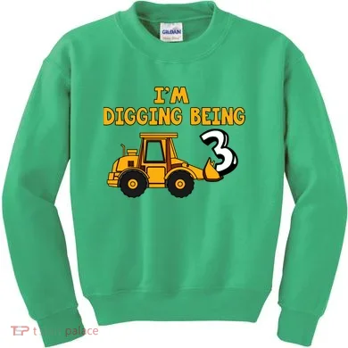 3rd Birthday I'm Digging Being Three Kids Sweatshirt