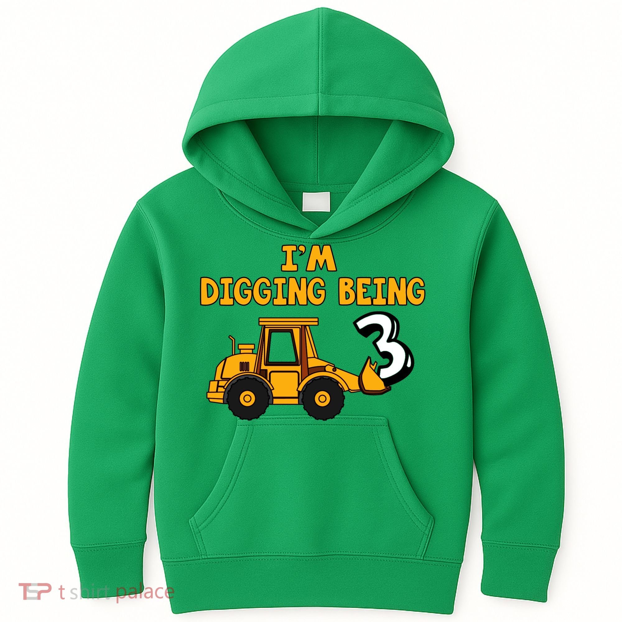 3rd Birthday I'm Digging Being Three Kids Hoodie