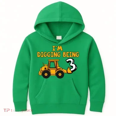3rd Birthday I'm Digging Being Three Kids Hoodie