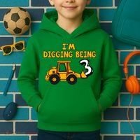 3rd Birthday I'm Digging Being Three Kids Hoodie thumb 2