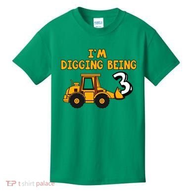3rd Birthday I'm Digging Being Three Kids T-Shirt