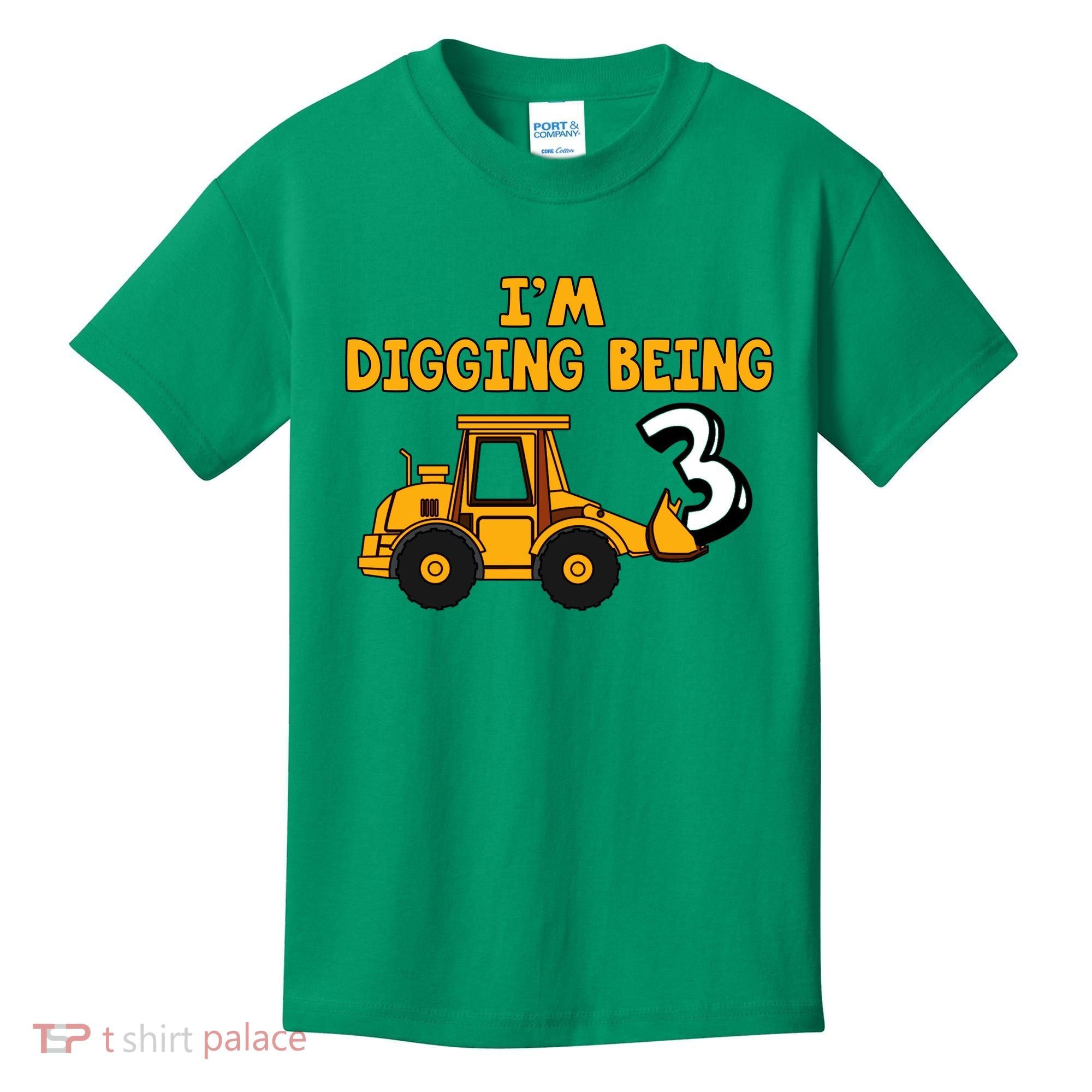 3rd Birthday I'm Digging Being Three Kids T-Shirt