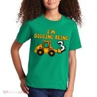 3rd Birthday I'm Digging Being Three Kids T-Shirt thumb 2