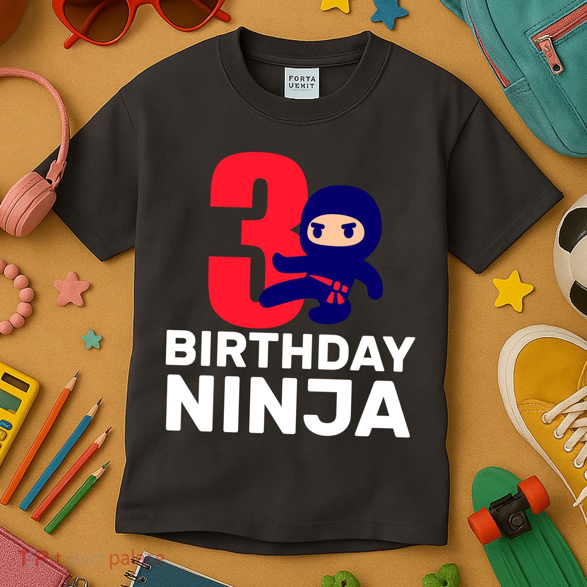 3rd Birthday Ninja  Kids T-Shirt