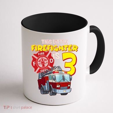 3rd Birthday This Little Firefighter Is Three Coffee Mug back