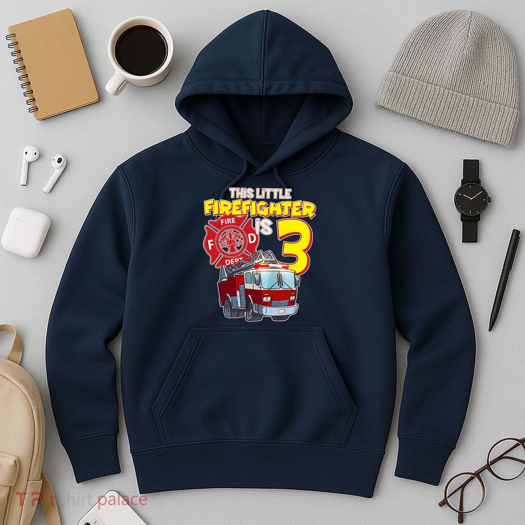 3rd Birthday This Little Firefighter Is Three Hoodie