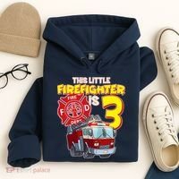 3rd Birthday This Little Firefighter Is Three Hoodie thumb 4