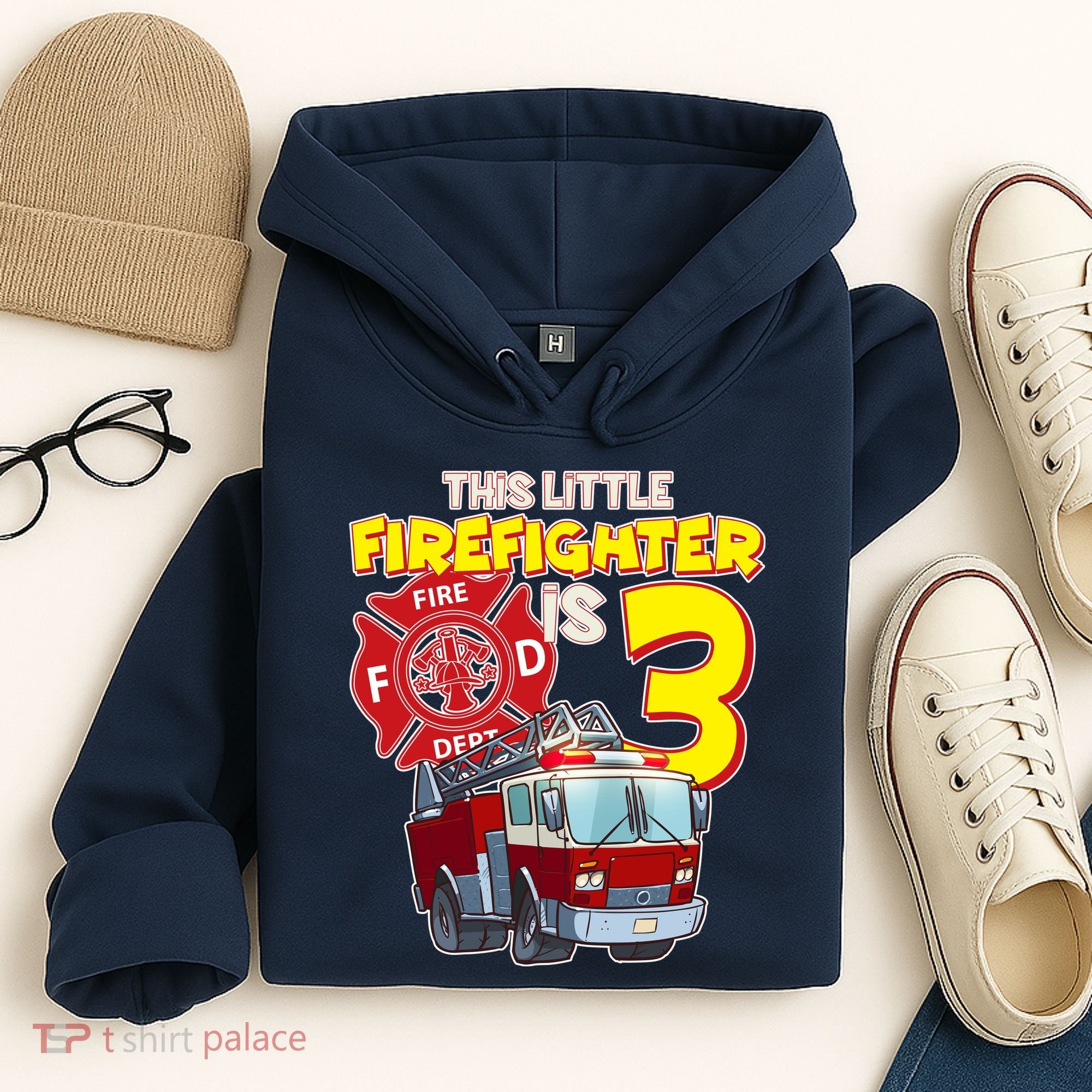 3rd Birthday This Little Firefighter Is Three Hoodie