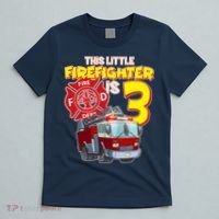 3rd Birthday This Little Firefighter Is Three T-Shirt thumb 5