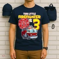 3rd Birthday This Little Firefighter Is Three T-Shirt thumb 6