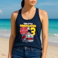 3rd Birthday This Little Firefighter Is Three Women's Tank Top thumb 2