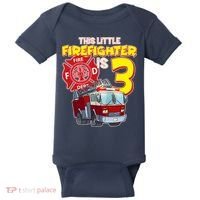 3rd Birthday This Little Firefighter Is Three Baby Bodysuit thumb 0
