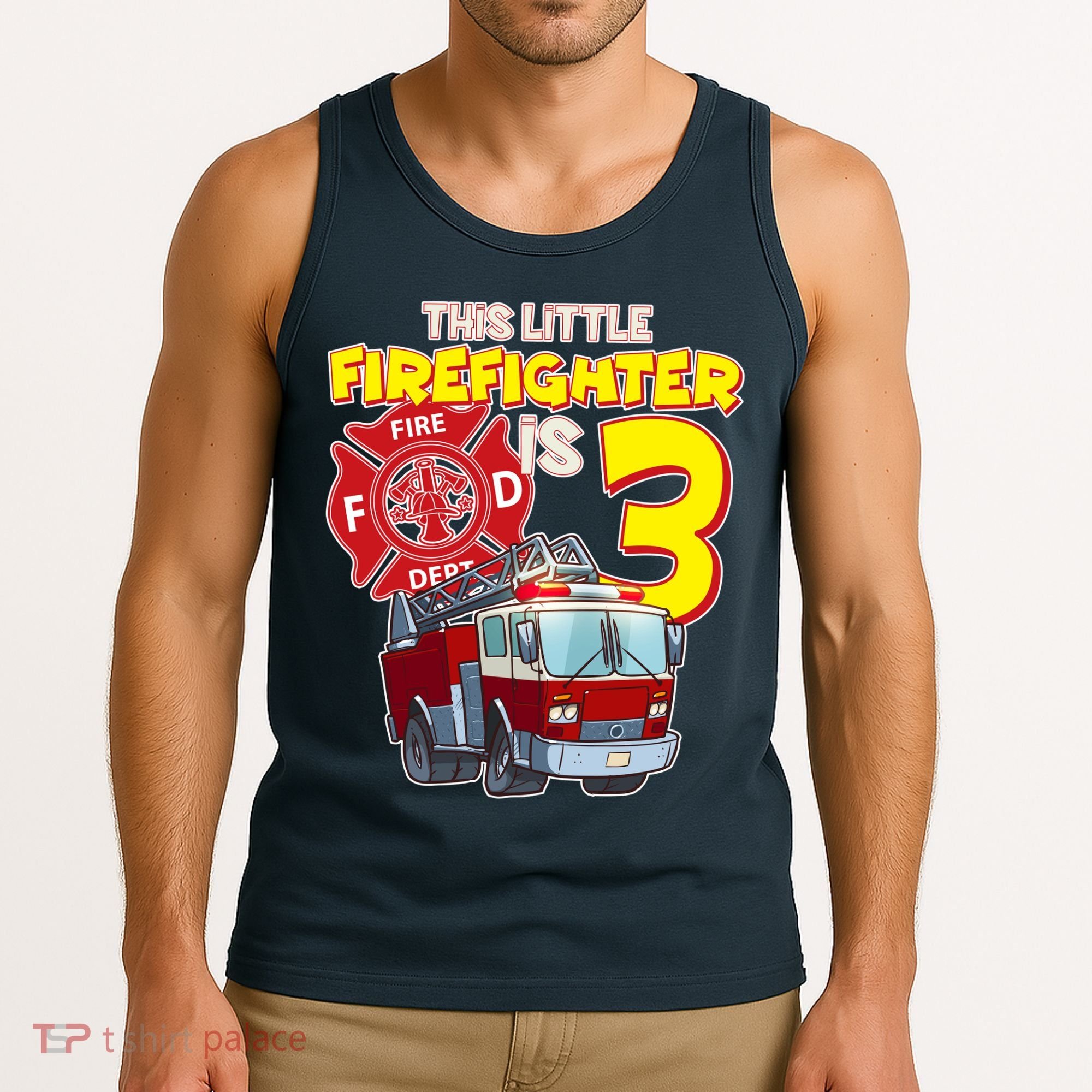 3rd Birthday This Little Firefighter Is Three Tank Top