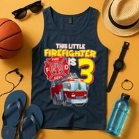 3rd Birthday This Little Firefighter Is Three Tank Top thumb 4