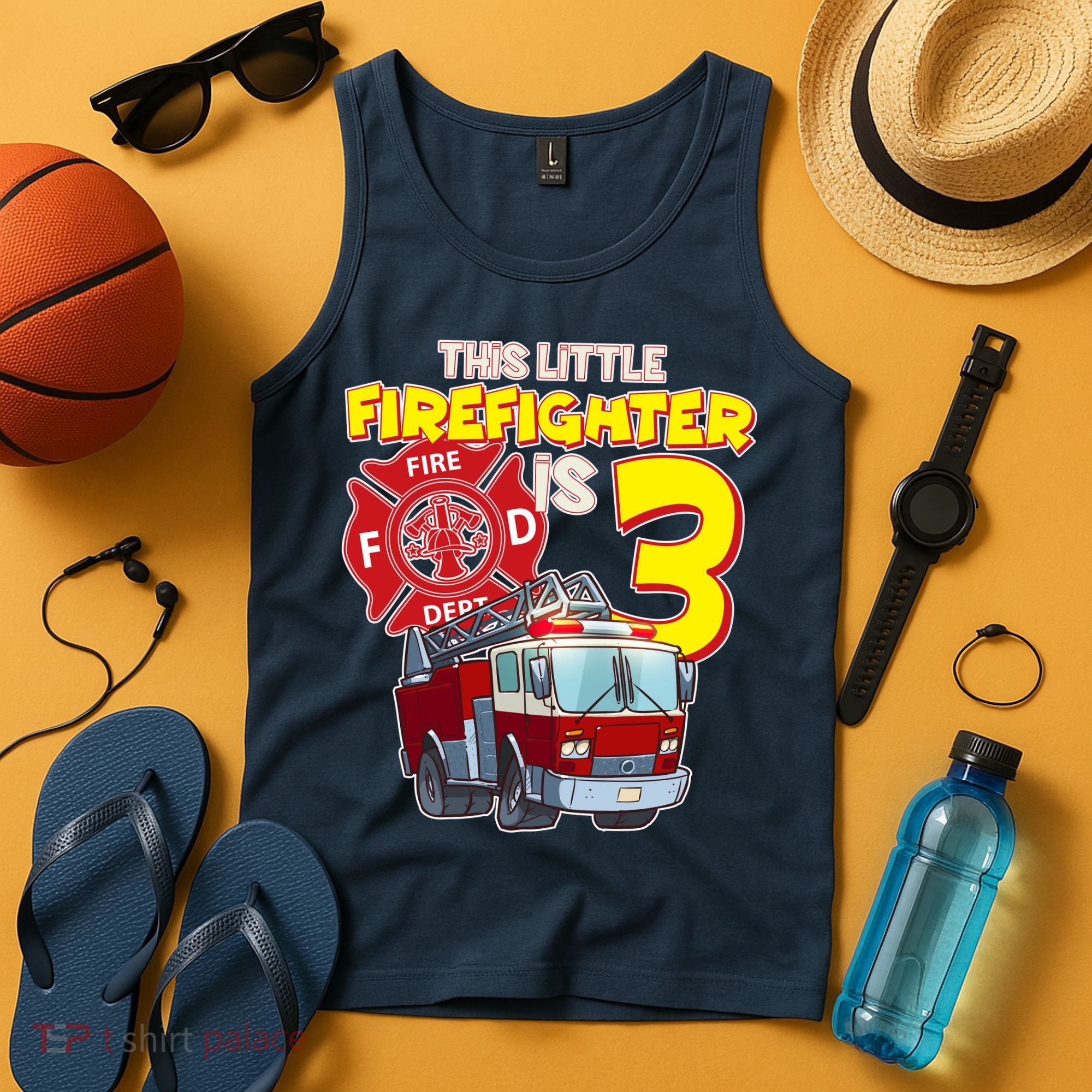 3rd Birthday This Little Firefighter Is Three Tank Top