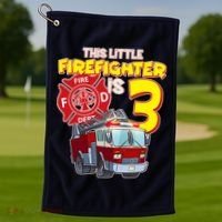3rd Birthday This Little Firefighter Is Three Golf Towel thumb 1