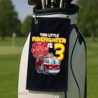 3rd Birthday This Little Firefighter Is Three Golf Towel thumb 2
