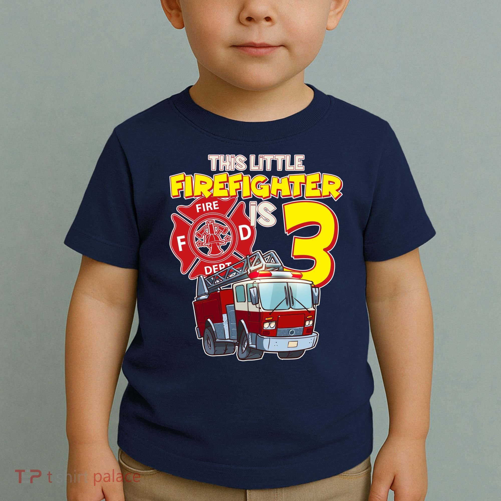 3rd Birthday This Little Firefighter Is Three Toddler T-Shirt