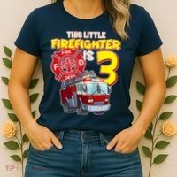 3rd Birthday This Little Firefighter Is Three Women's T-Shirt thumb 2