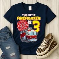 3rd Birthday This Little Firefighter Is Three Women's T-Shirt thumb 3