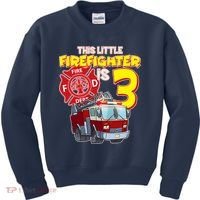 3rd Birthday This Little Firefighter Is Three Kids Sweatshirt thumb 0