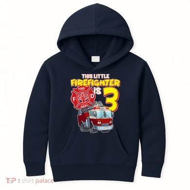 3rd Birthday This Little Firefighter Is Three Kids Hoodie