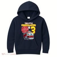 3rd Birthday This Little Firefighter Is Three Kids Hoodie thumb 0