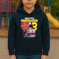 3rd Birthday This Little Firefighter Is Three Kids Hoodie thumb 3
