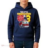 3rd Birthday This Little Firefighter Is Three Kids Hoodie thumb 4