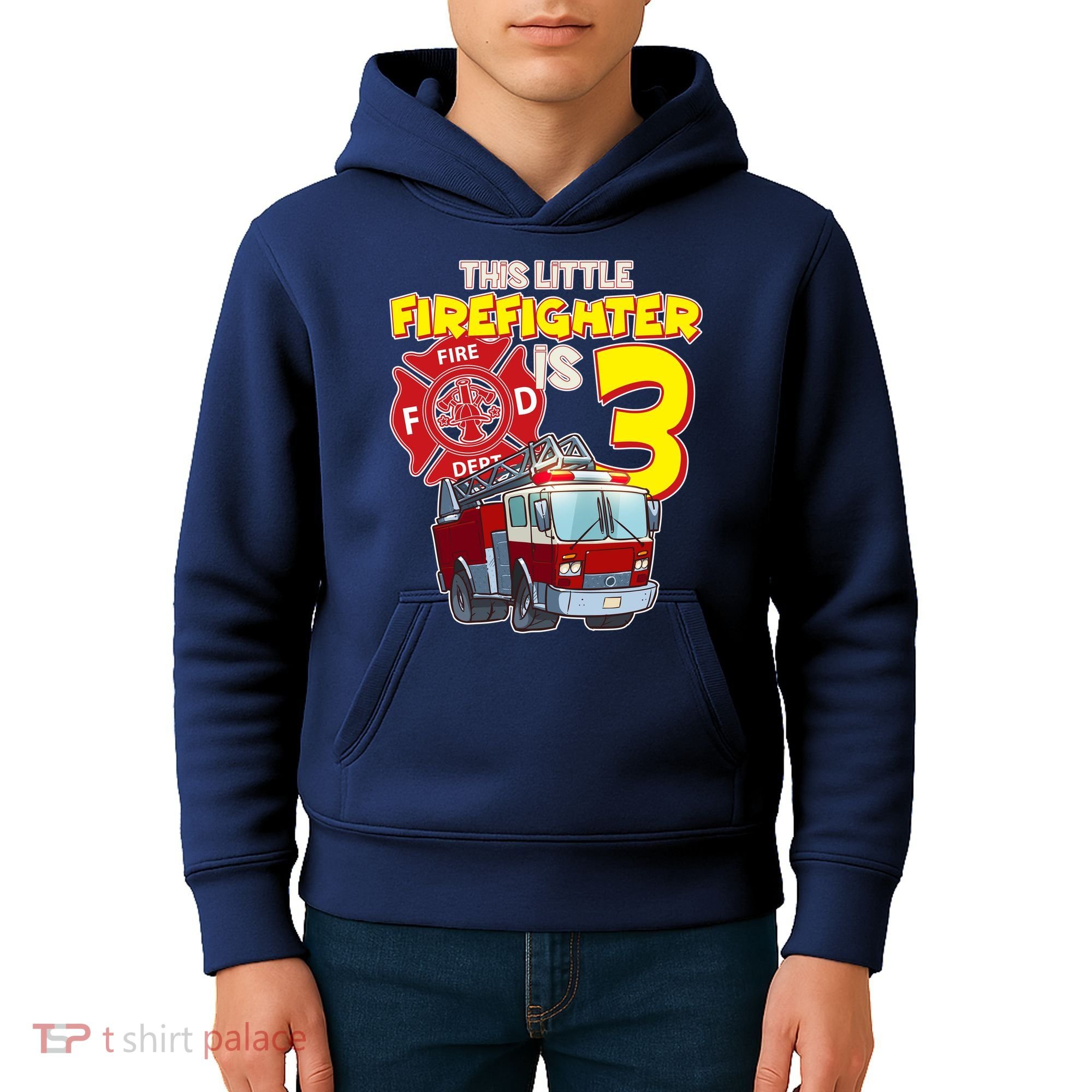 3rd Birthday This Little Firefighter Is Three Kids Hoodie