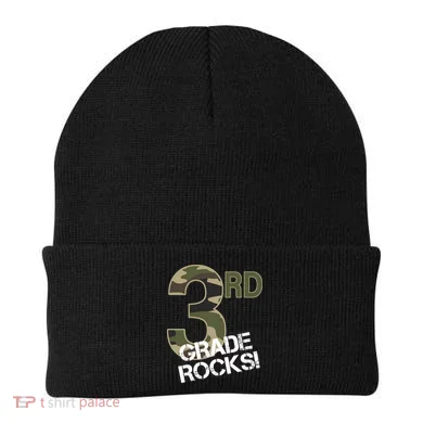3rd Grade Rocks Camo Beanie