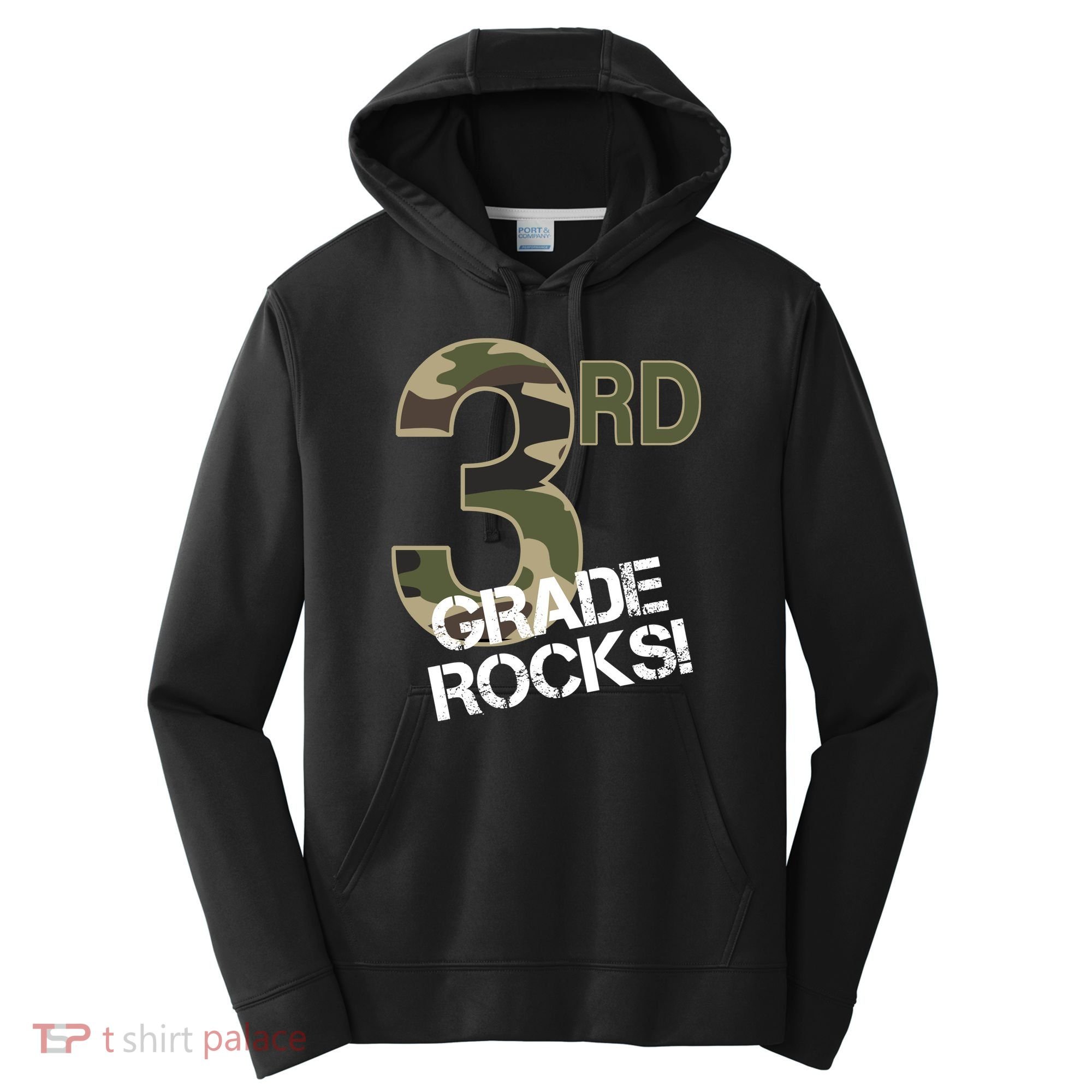 3rd Grade Rocks Camo Performance Fleece Hoodie
