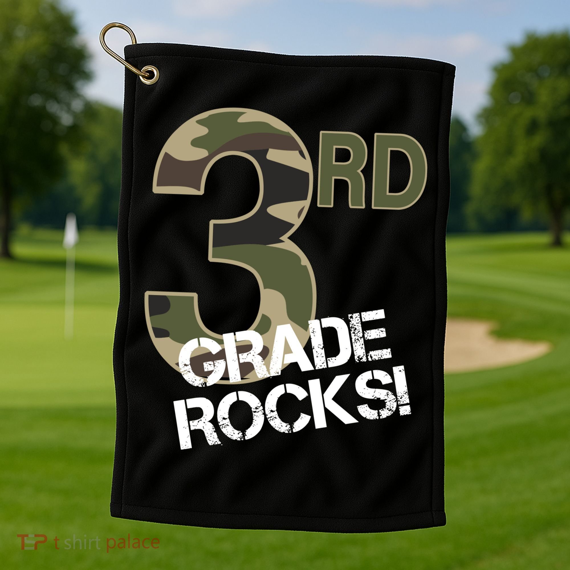 3rd Grade Rocks Camo Golf Towel