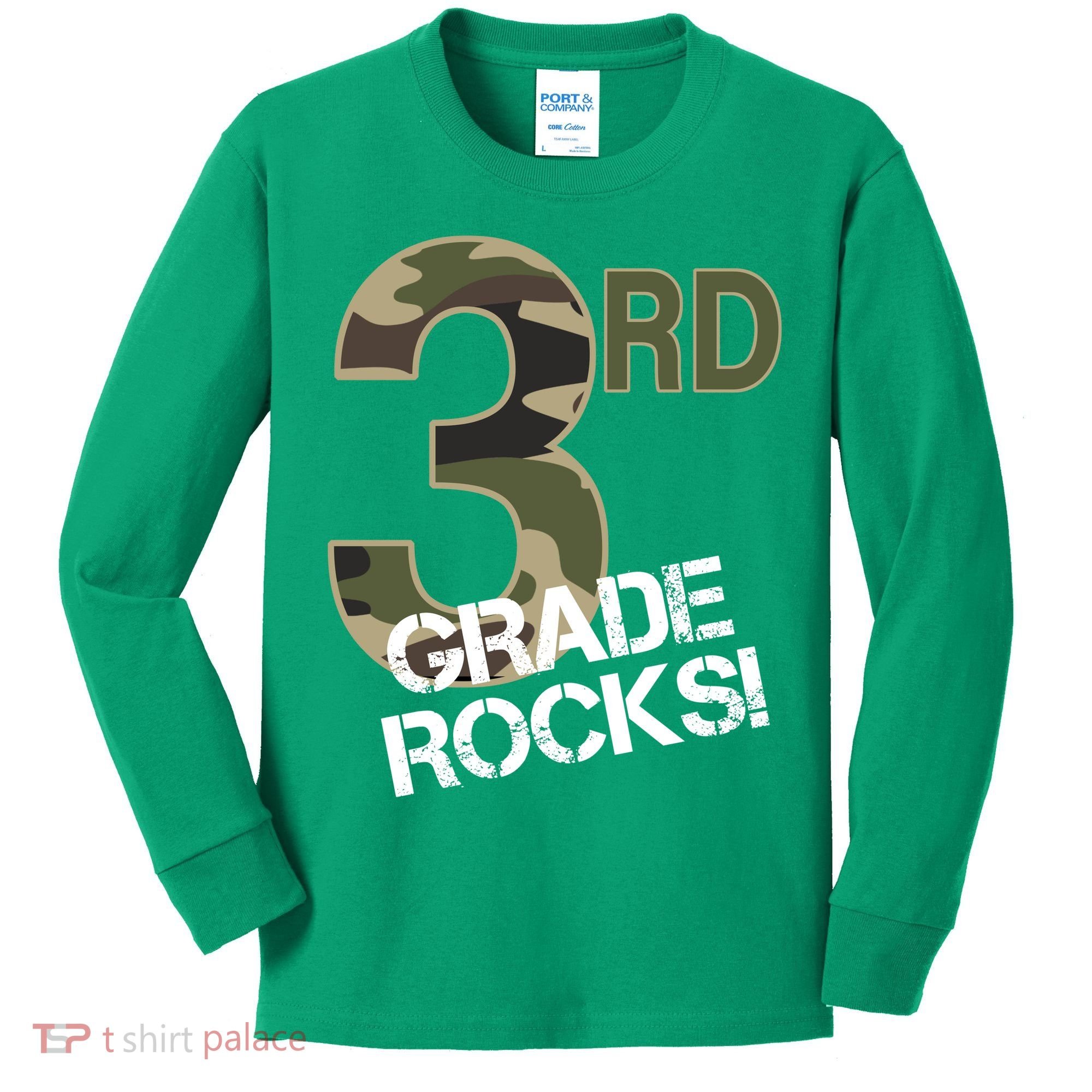 3rd Grade Rocks Camo Kids Long Sleeve Shirt