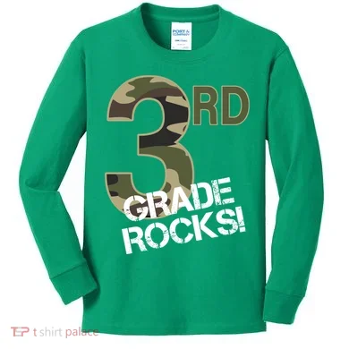 3rd Grade Rocks Camo Kids Long Sleeve Shirt
