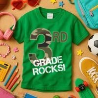 3rd Grade Rocks Camo Kids T-Shirt thumb 3