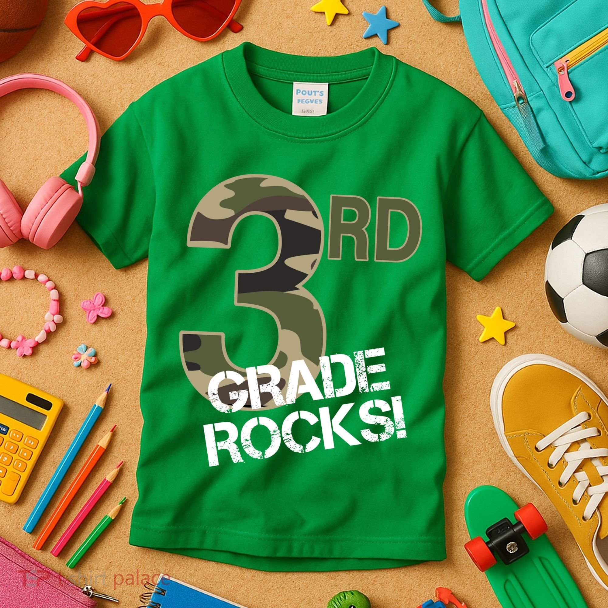 3rd Grade Rocks Camo Kids T-Shirt