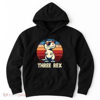 3 Rex Dinosaur 3rd Birthday Boy Girl Three Rex Birthday Hoodie thumb 0