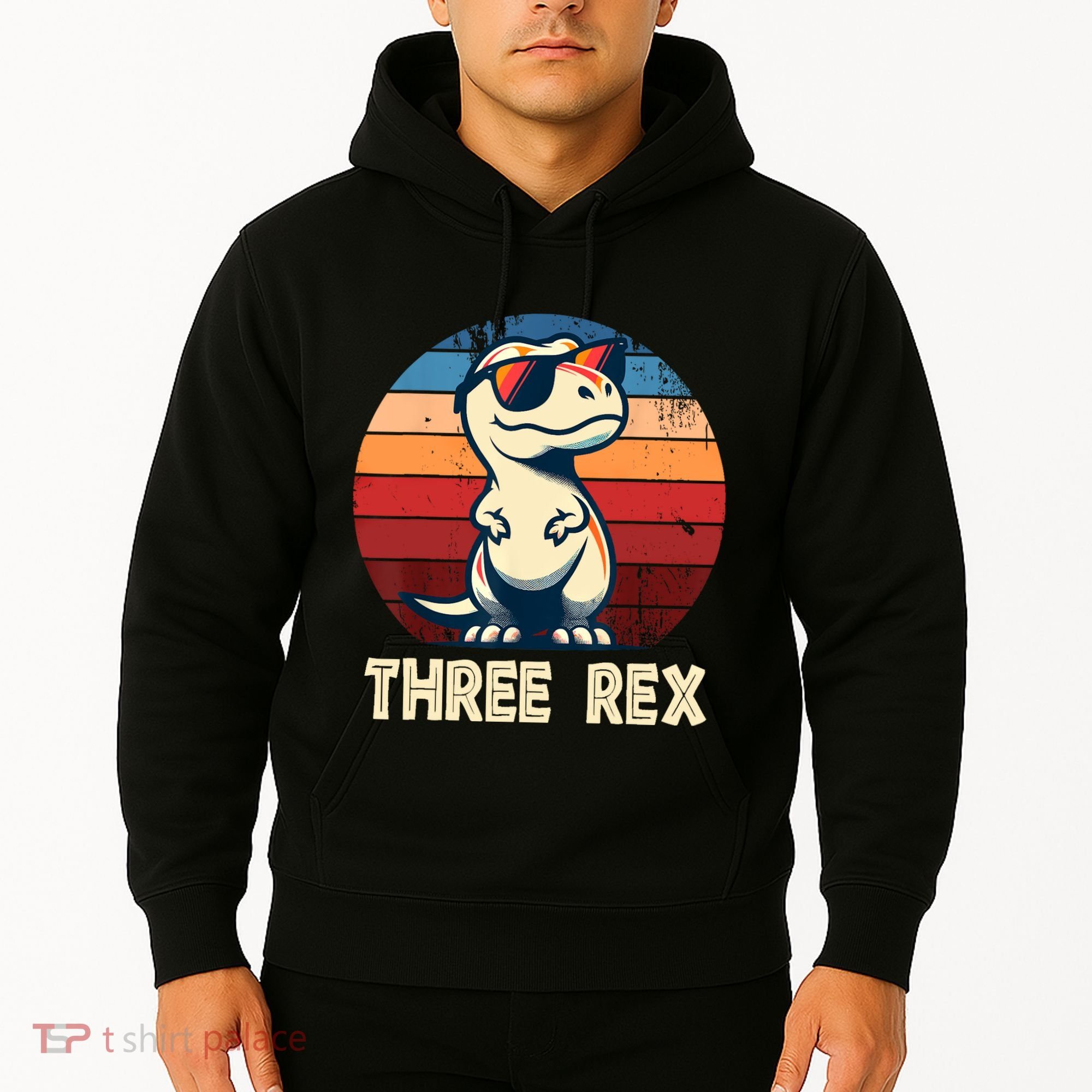 3 Rex Dinosaur 3rd Birthday Boy Girl Three Rex Birthday Hoodie
