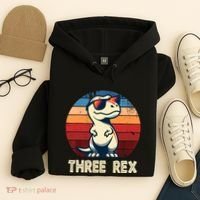 3 Rex Dinosaur 3rd Birthday Boy Girl Three Rex Birthday Hoodie thumb 4