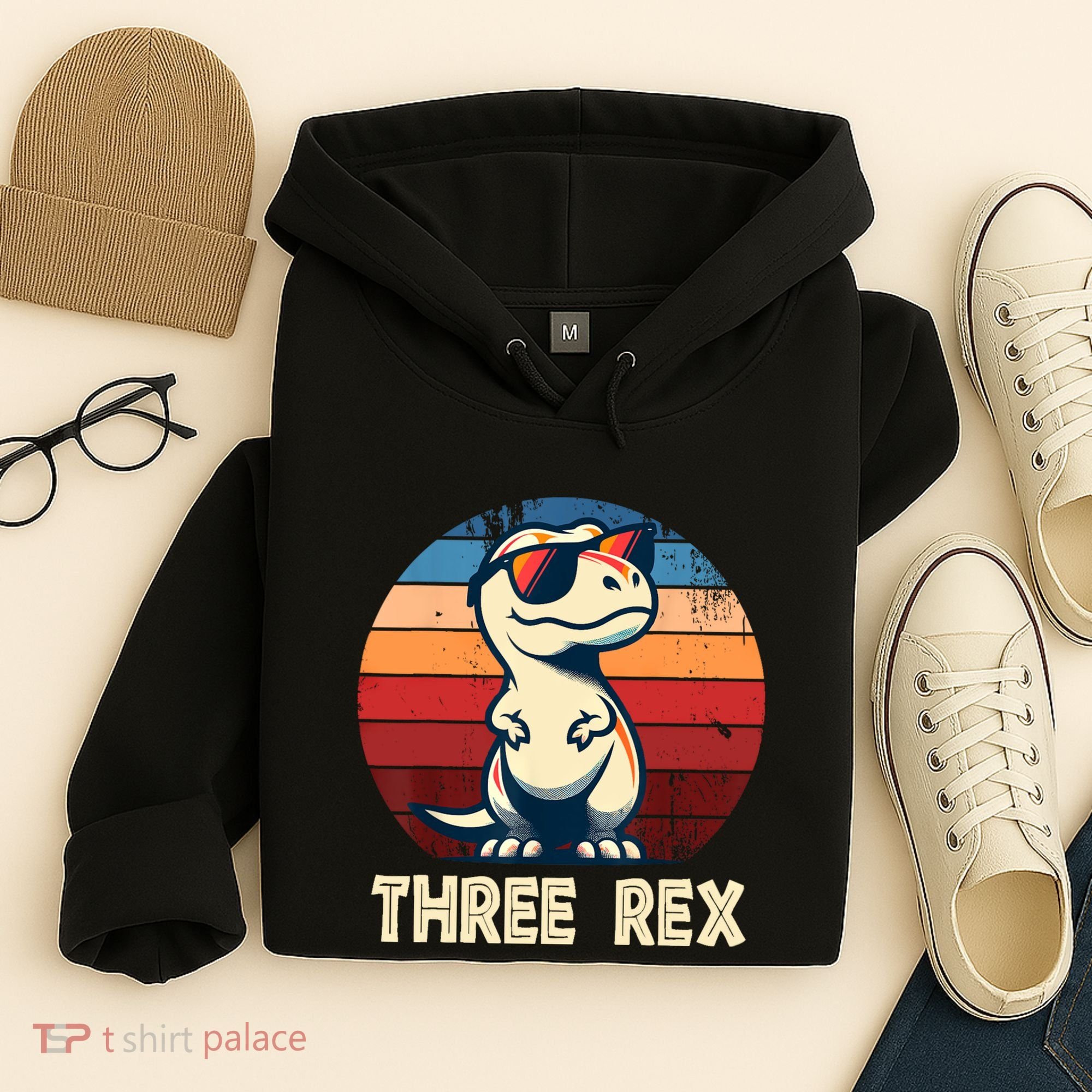 3 Rex Dinosaur 3rd Birthday Boy Girl Three Rex Birthday Hoodie