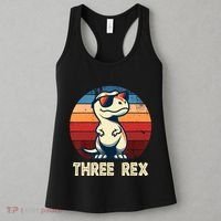 3 Rex Dinosaur 3rd Birthday Boy Girl Three Rex Birthday Women's Tank Top thumb 3